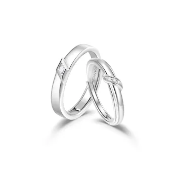 FANCI S925 Silver Set With Gemstones Ring Pair Unisex