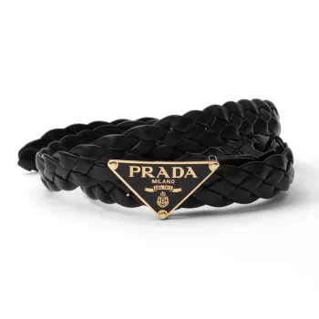 PRADA Triangle logo Braided Belt