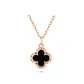 18K Rose Gold Black Agate Pendant with Silver Chain