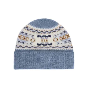 CELINE Beanie In Triomphe Fair Isle Wool