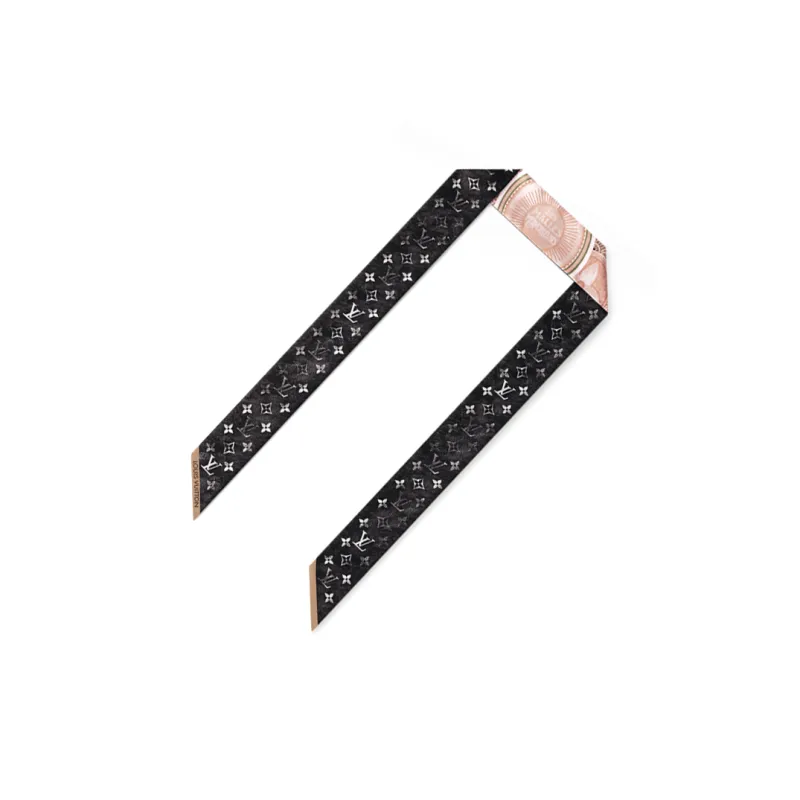 LOUIS VUITTON Mulberry Silk Hair Bands Women's Brown/Black-2