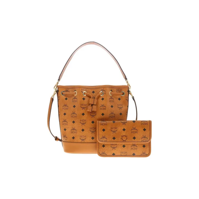 MCM Canvas Bucket Bag, One Shoulder Handbag, Crossbody Bag Regular Women's Cognac-1