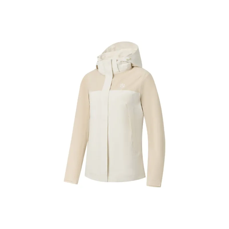QIAODAN Mountain God Series Windbreaker Jackets Women's Cream White/Birch Wood-2