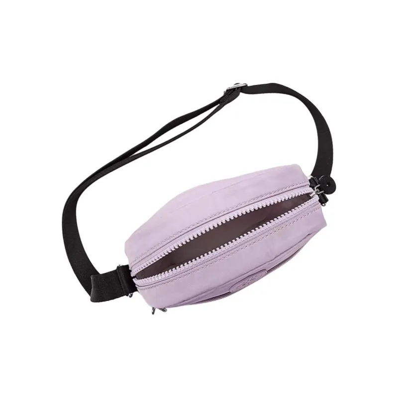 Kipling Polyester Shoulder Bag, Crossbody Bag Small Size Unisex Joyful Pink Purple Striped Patchwork-3
