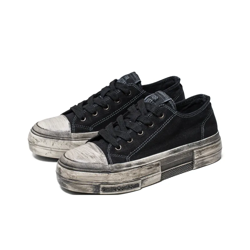 Mengsai Abrasion Resistant Slip Resistant Low Top Canvas Shoes Men's Black-3