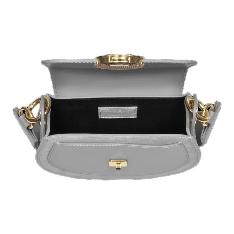 Le Parmentier Suede Patchwork Calfskin Crossbody Bag Shoulder Bag Regular Women's Gray-2