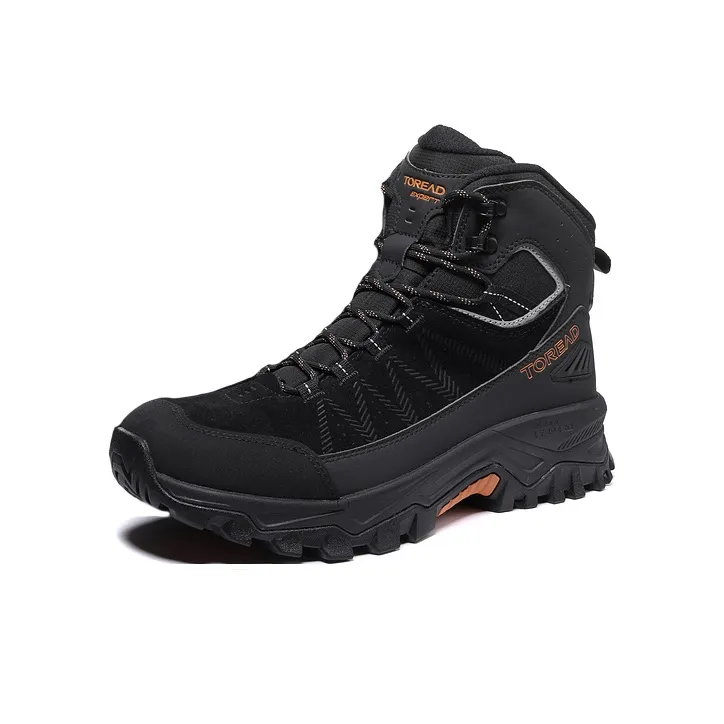 TOREAD Anti Slip Wear Resistant Mid Top Hiking Shoes Men's Black-0