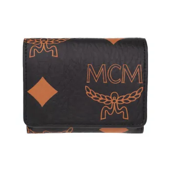MCM Canvas With Nappa Leather Wallet Mini Women's Black