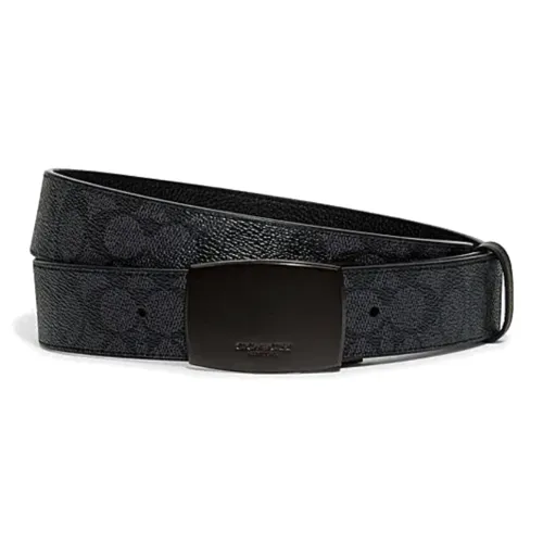 COACH Cow Leather Belts Unisex Black Width 3.8CM