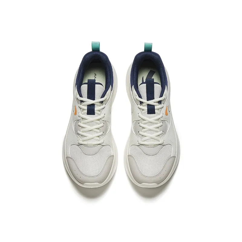 Anta Cushioning Anti-Slip And Wear-Resistant Low-Top Casual Running Shoes Men's White Gray Blue-2