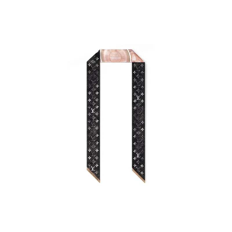LOUIS VUITTON Mulberry Silk Hair Bands Women's Brown/Black-1