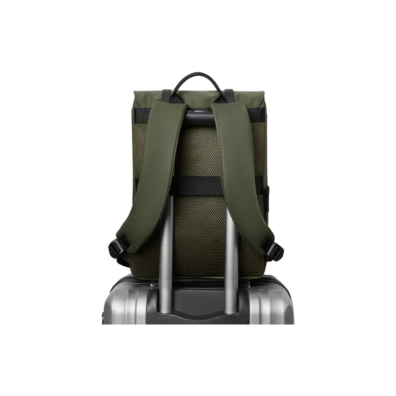 PIERRE CARDIN Fabric, Synthetic Leather Backpack Large Size Unisex Black/Green-9