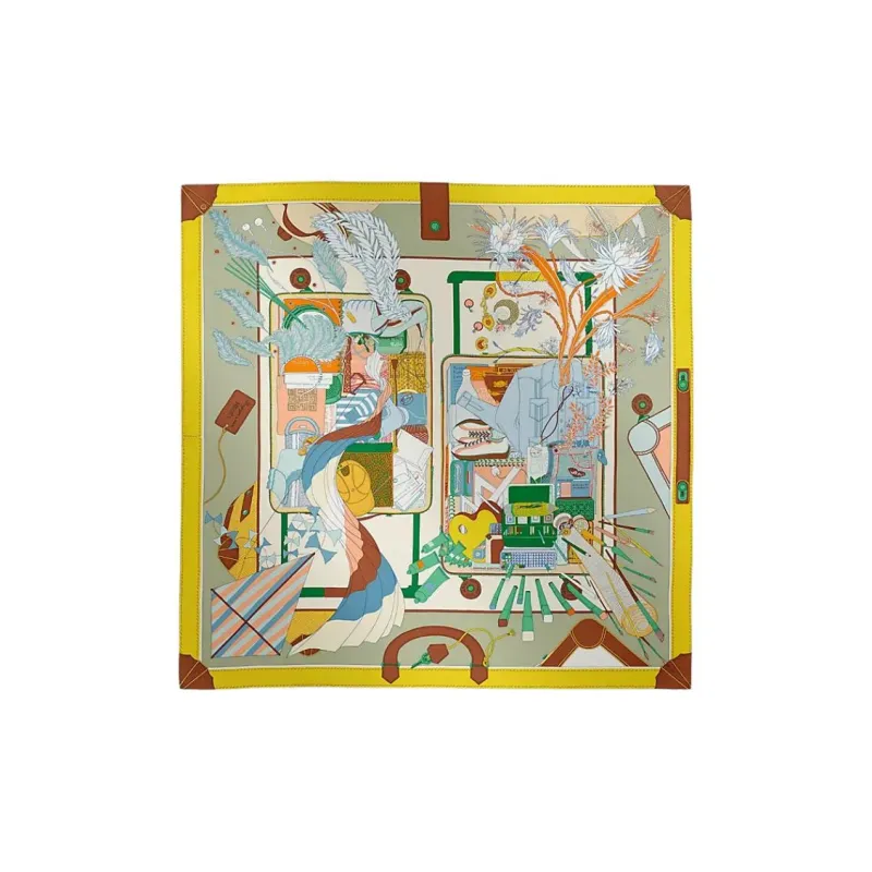 HERMES Silk Scarves Women's Yellow-0