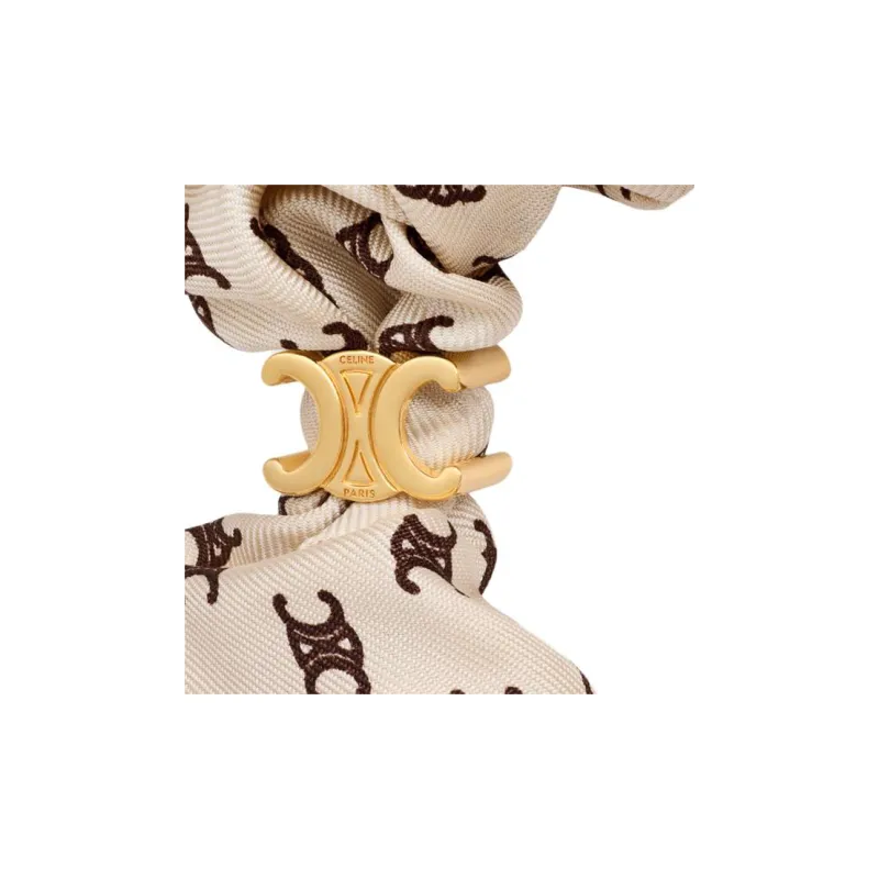 CELINE Scrunchy Mini Triomphe In Silk And Brass With Gold Finish-1