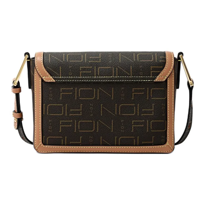 FION Canvas Coating/Metal Parts Shoulder Bag Women's Multicolor-4
