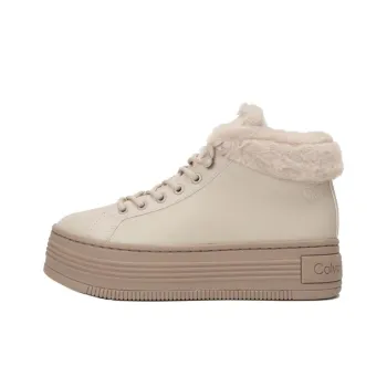 CKJ CALVIN KLEIN JEANS Low Top Skateboard Shoes Women's Khaki Beige