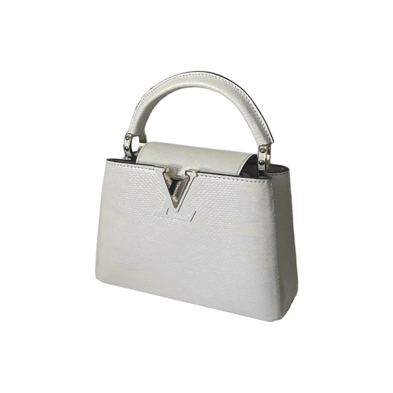 LOUIS VUITTON Leather Trim Handbag Women's White-1