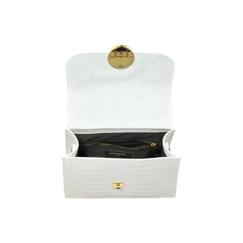 Le Parmentier Embossed Calfskin Shoulder Bag Crossbody Bag Handbag Regular Women's White-2