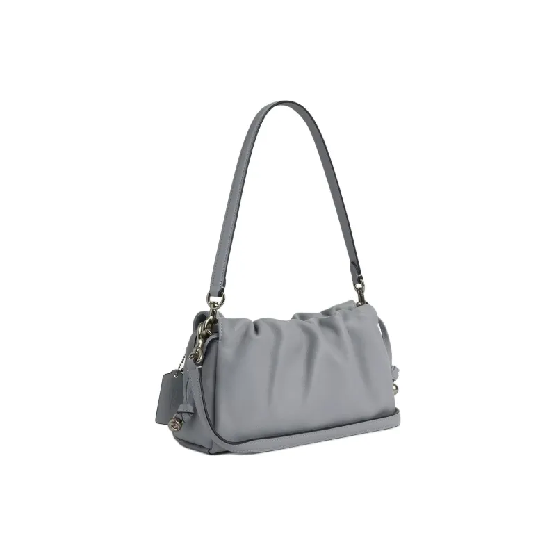 COACH Faye Smooth Leather Cloud Bag Handbag Shoulder Bag Medium Size Women's Gray Blue-1