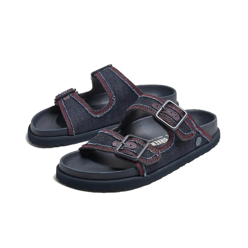 Birkenstock Slip-Resistant Slide Slippers Unisex Black Red-2