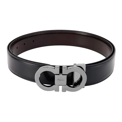 Ferragamo Leather Belts Men Black/Copper Brown