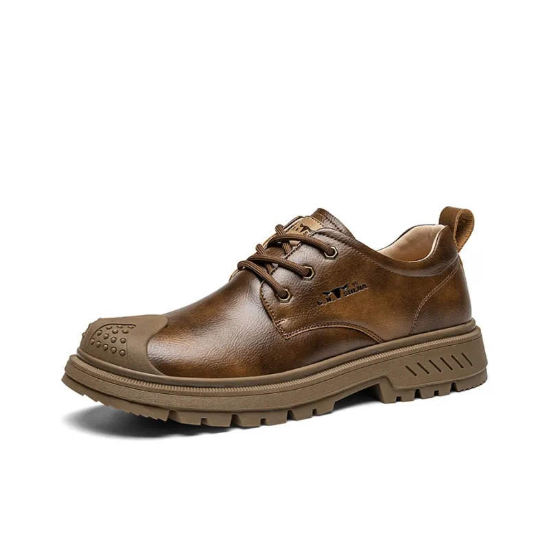 G.N.SHIJIA Men's Casual Shoes Men Low Top Khaki/Red Brown-7