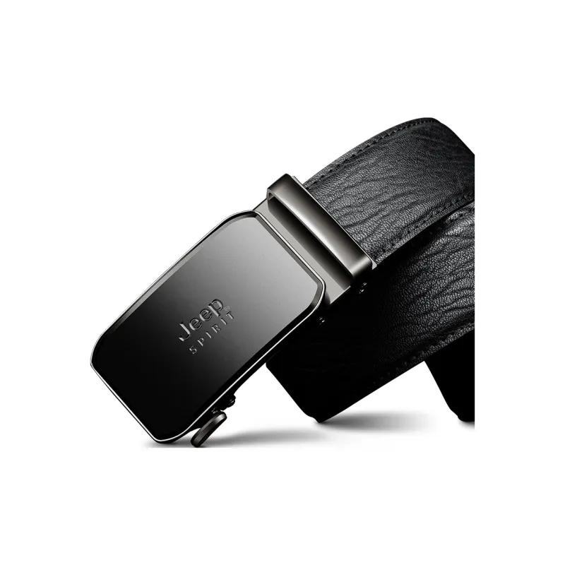 JEEP SPIRIT Business Pure Top Grain Cow Leather Youth Automatic Buckle Leather Belts Men's Width 3.4cm-3