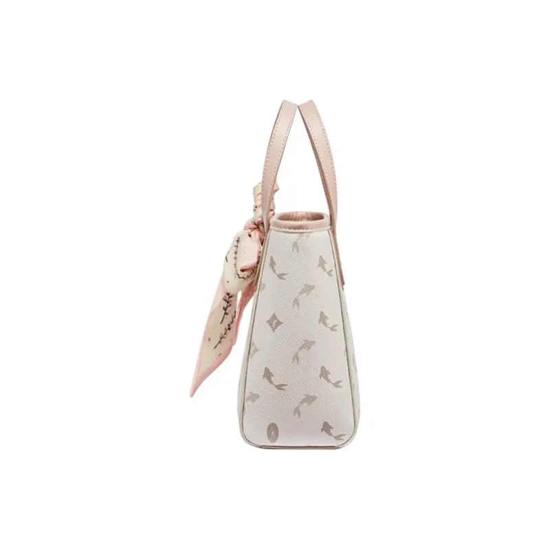 RED DRAGONFLY PVC Tote Bag, Shopping Bag, Portable Crossbody Bag, Shoulder Bag Medium Size Women's Pink/Light Brown-2