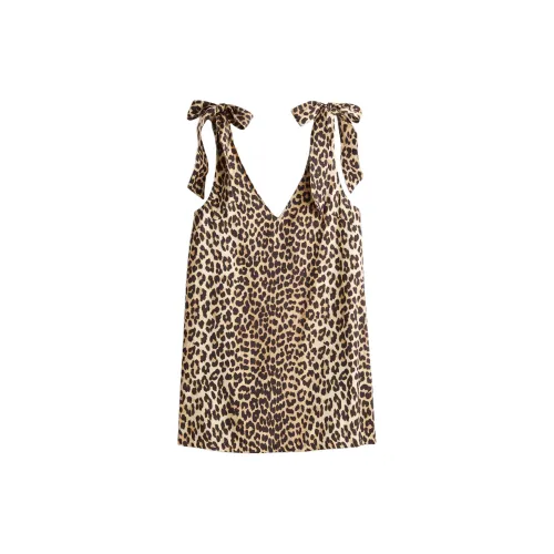 H&M Slip Dresses Women's Beige/Leopard