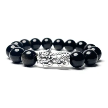 MOUNTAINS AND MANS Obsidian Boyfriend, Father Beaded Bracelet Men's