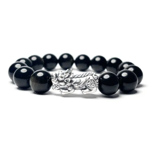 MOUNTAINS AND MANS Obsidian Boyfriend, Father Beaded Bracelet Men's