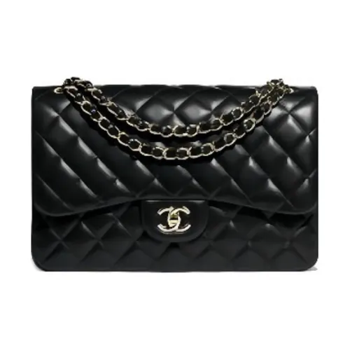 CHANEL Classic Flap CF Sheepskin Mouth Cover Bag Crossbody Bag Shoulder Bag Large Size Women's Black