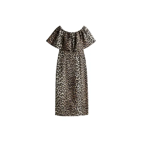 H&M Short-Sleeved Dresses Women's Beige/Leopard