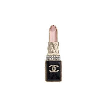 CHANEL Crystal Brooches Women's Black/Gold/Pink
