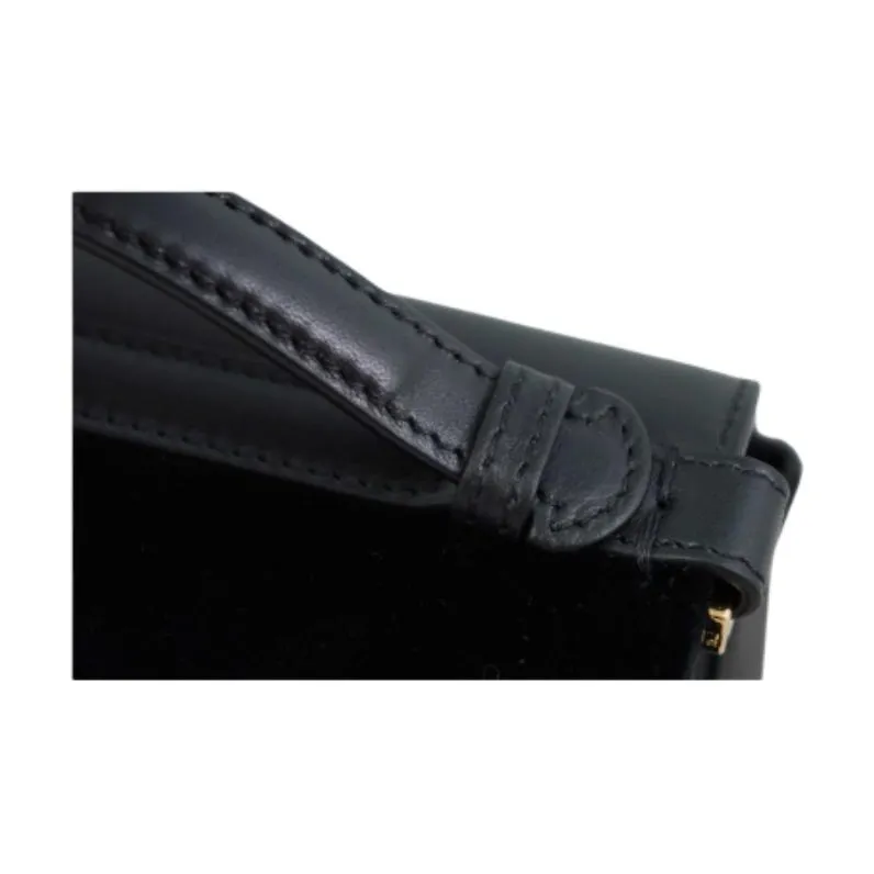 FENDI Leather With Velvet Crossbody Bag Shoulder Bag Extra Mini Women's Black-5