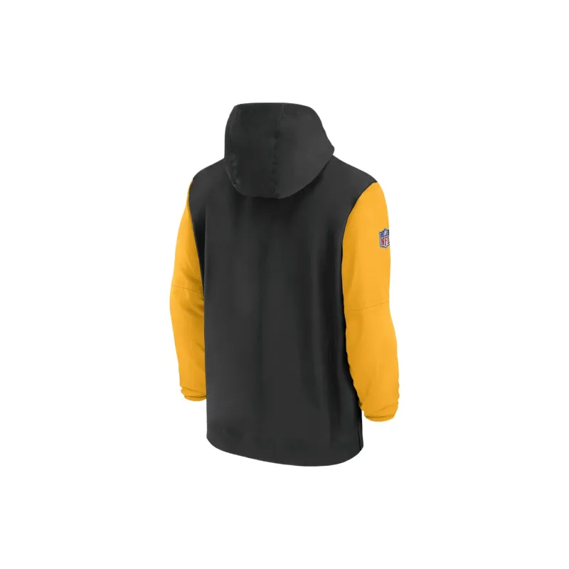 Nike Pittsburgh Steelers Sideline Pre Game Player Men's Nike Nfl 1/2 Zip Hooded Jacket-1