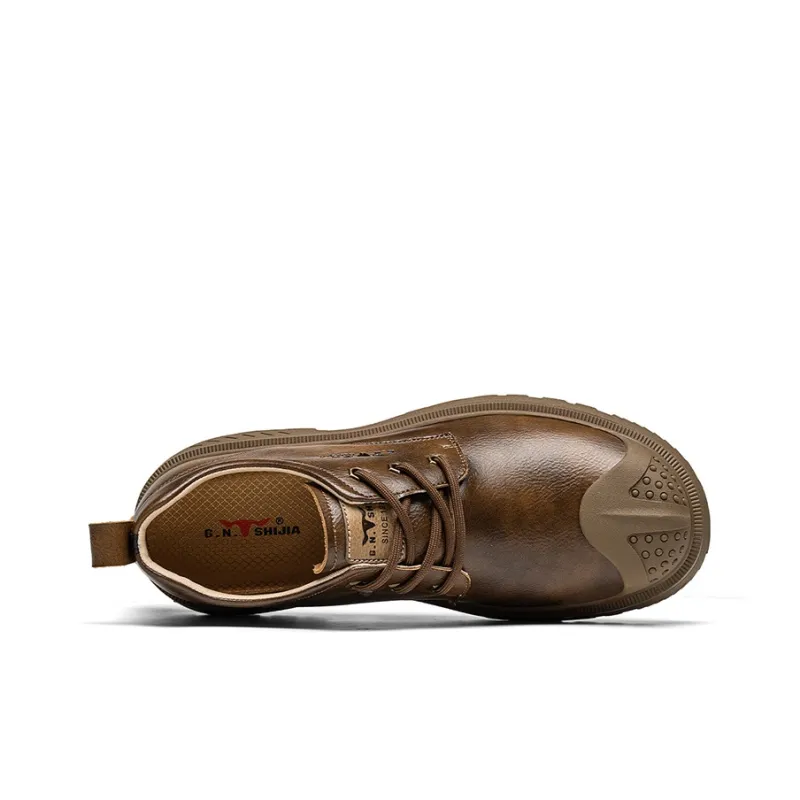 G.N.SHIJIA Men's Casual Shoes Men Low Top Khaki/Red Brown-10