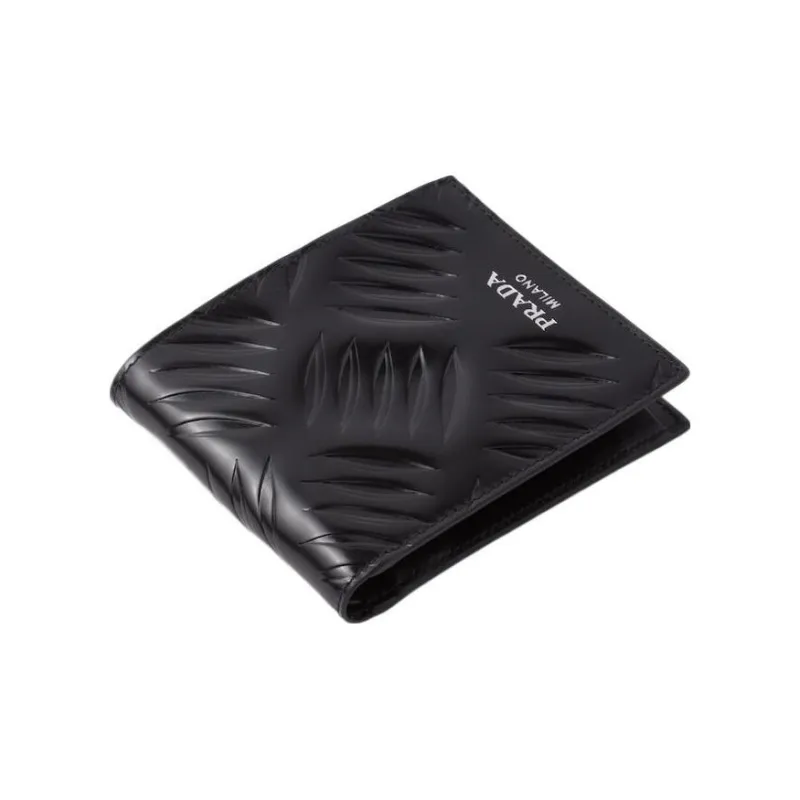 PRADA Brushed Leather Wallet Men's Black-2