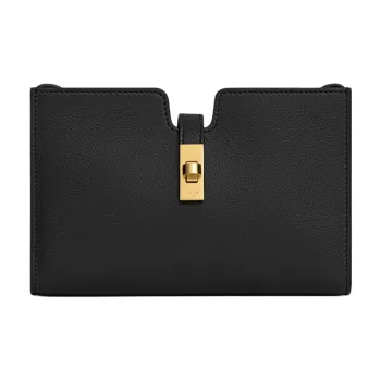 CELINE 16 Soft Calfskin One Shoulder Crossbody Clutches Mini Women's Black