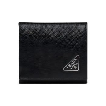 PRADA Leather Coin Purse Men's Black