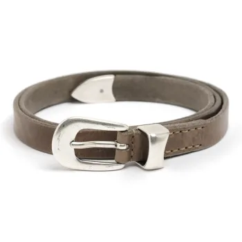 OUR LEGACY Solid Color Decoration Pin Buckle Leather Belts Unisex Gray Width: 2cm
