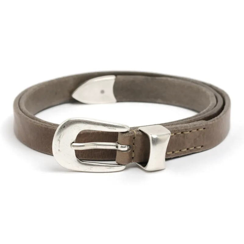 OUR LEGACY Solid Color Decoration Pin Buckle Leather Belts Unisex Gray Width: 2cm-0