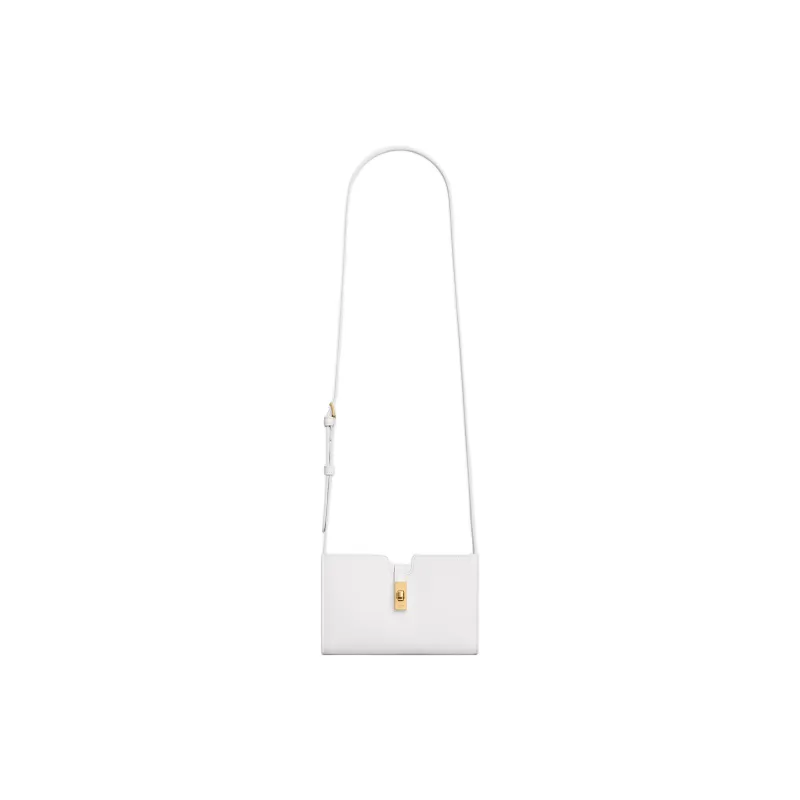 CELINE Soft Calfskin One Shoulder Crossbody Clutches Mini Women's White-3