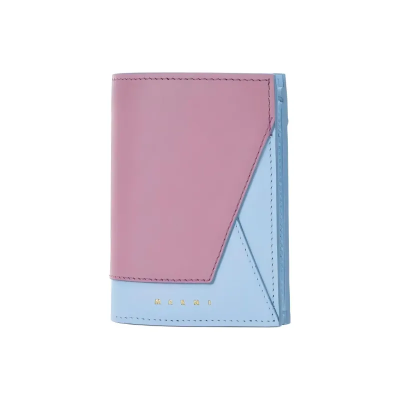 MARNI Cow Leather Wallet Women's Light Purple/Pink Blue-1