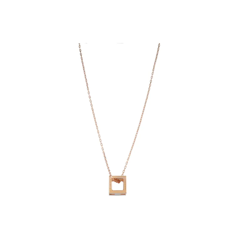 HERMES Cage D'H Alloy Necklaces Unisex Light Brown Rose Gold-2
