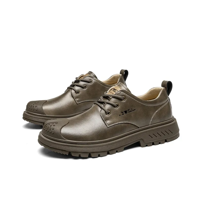 G.N.SHIJIA Men's Casual Shoes Men Low Top Khaki/Red Brown-2