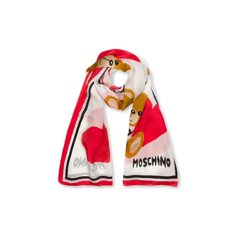 MOSCHINO Silk Scarves Women's Pink/Beige-1