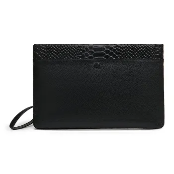 Old Man's Head Cow Leather Clutch Men's Black