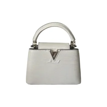 LOUIS VUITTON Leather Trim Handbag Women's White