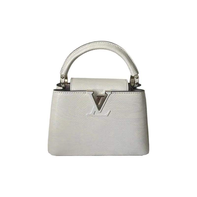 LOUIS VUITTON Leather Trim Handbag Women's White-0